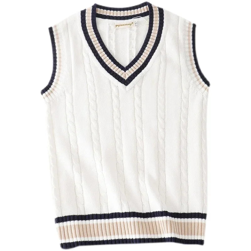 Thick V-Neck Sleeveless Knit Sweater for Men