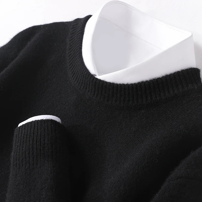 Wool Sweater with O-Neck for Men