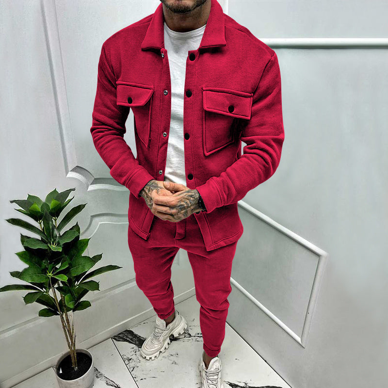 2-Piece Suede Tracksuit for Men