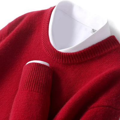 Wool Sweater with O-Neck for Men