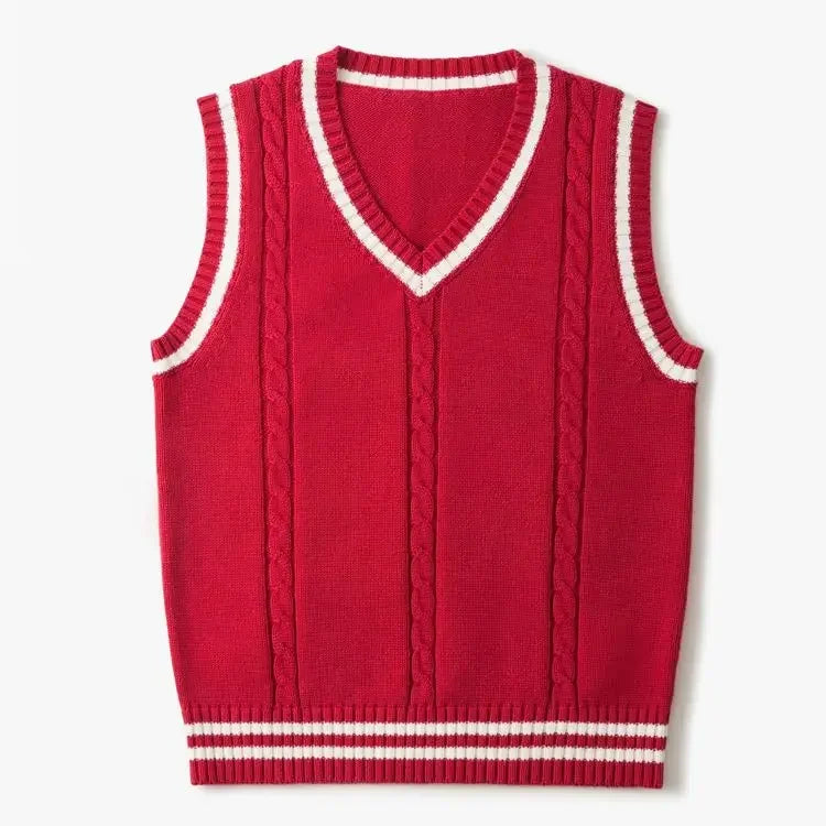 Thick V-Neck Sleeveless Knit Sweater for Men