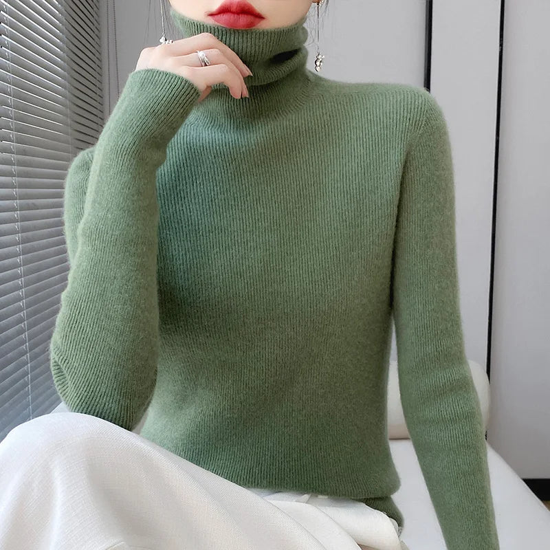 Wool Turtleneck Sweater for Women