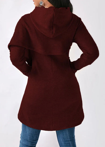 Asymmetrical Hoodie with Hem for Women