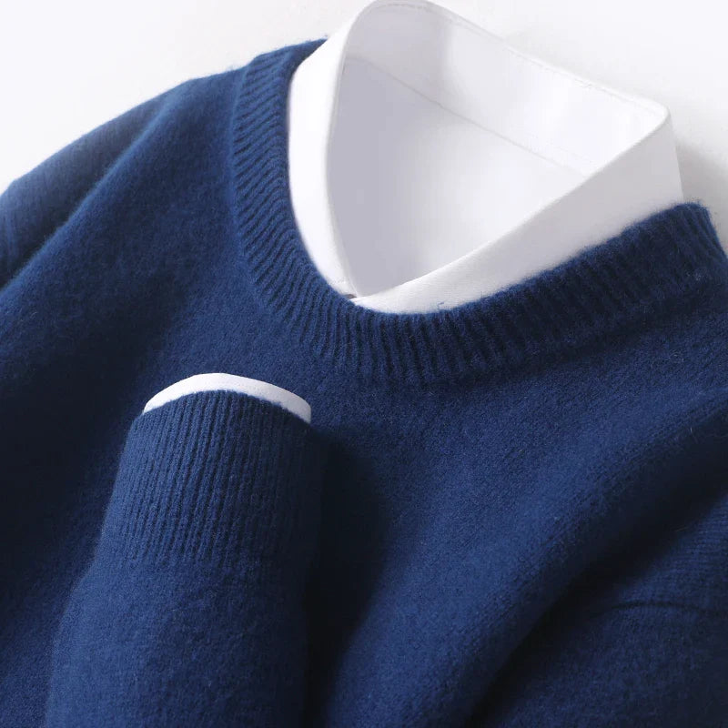 Wool Sweater with O-Neck for Men