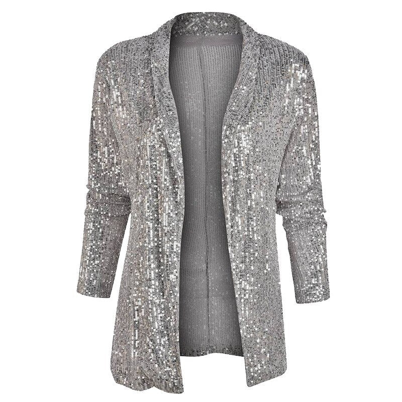 Elegant Blazer Cardigan with Glitter for Women