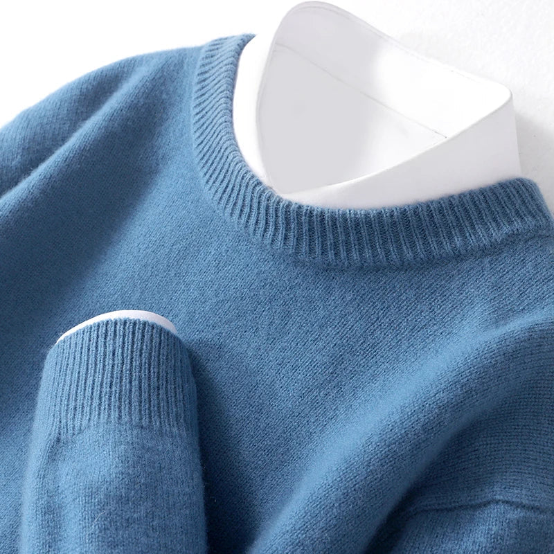 Wool Sweater with O-Neck for Men