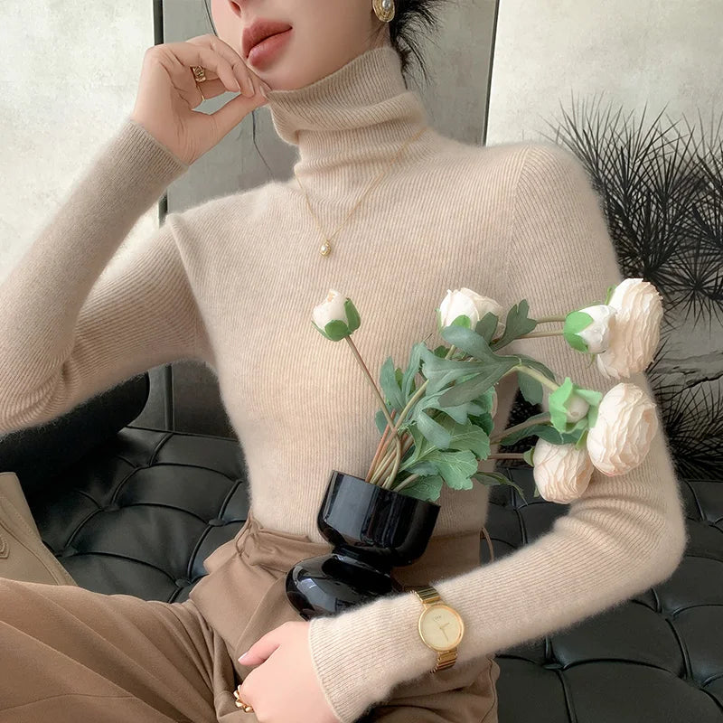 Wool Turtleneck Sweater for Women