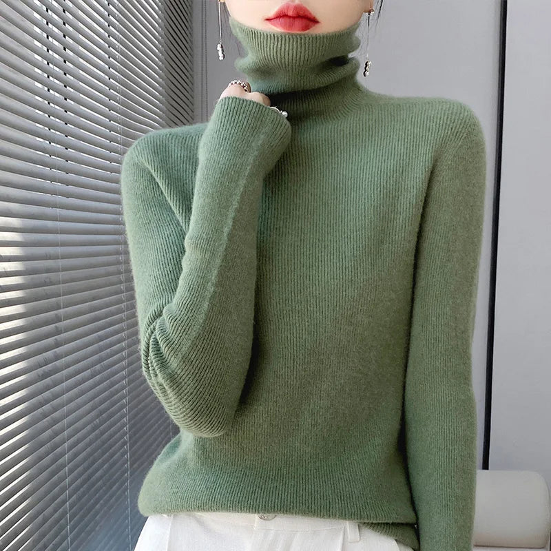 Wool Turtleneck Sweater for Women