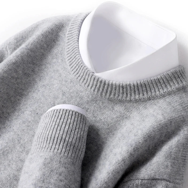 Wool Sweater with O-Neck for Men