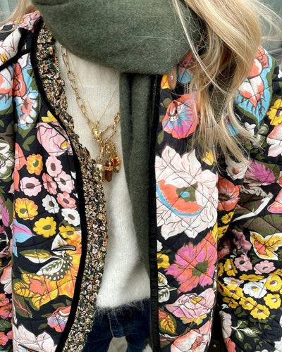 Lined Jacket with Floral Print for Women