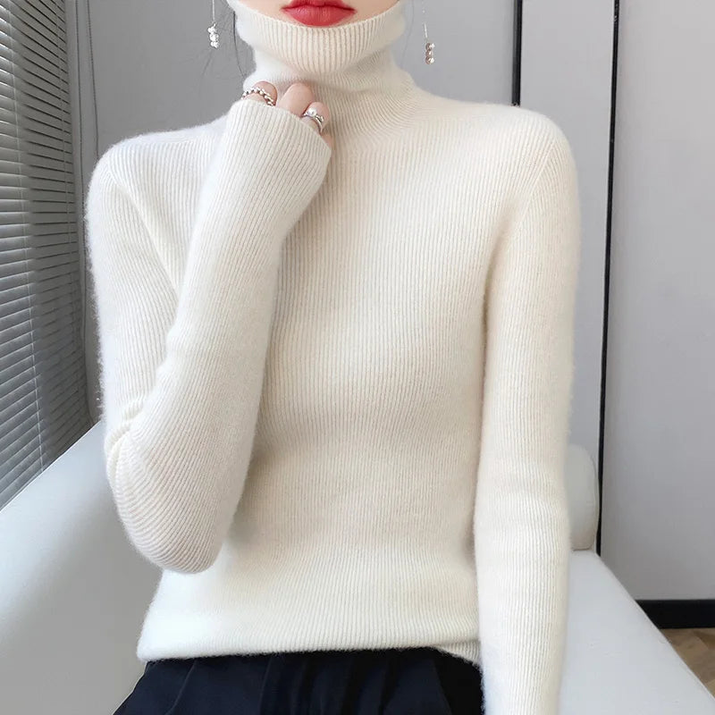 Wool Turtleneck Sweater for Women