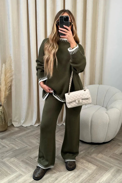 Casual Warm Knitted 2-Piece Set for Women