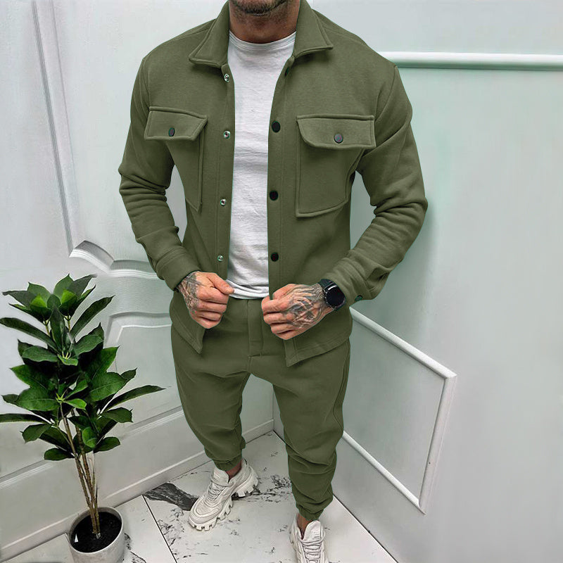 2-Piece Suede Tracksuit for Men