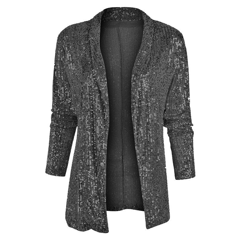 Elegant Blazer Cardigan with Glitter for Women