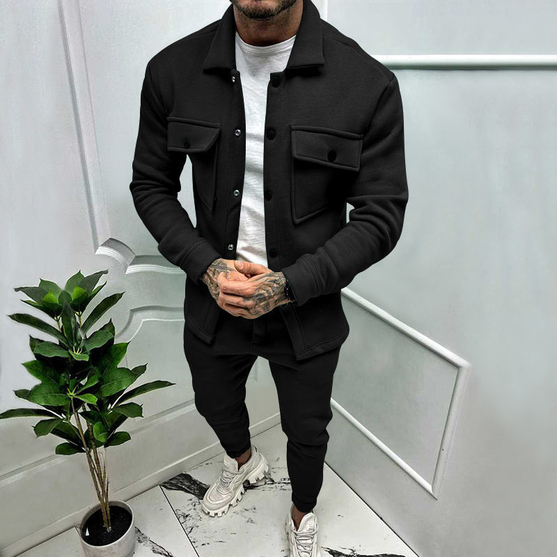 2-Piece Suede Tracksuit for Men