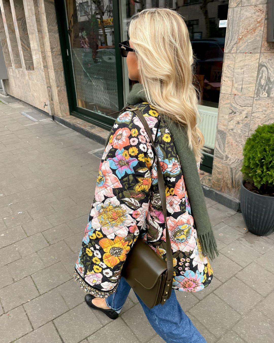 Lined Jacket with Floral Print for Women