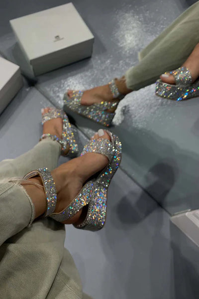 Elegant Glitter Sandal with High Heel