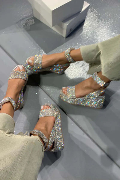 Elegant Glitter Sandal with High Heel