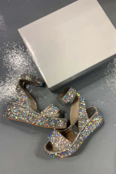 Elegant Glitter Sandal with High Heel