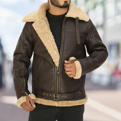 Leather Bomber Jacket for Men made of Lambskin