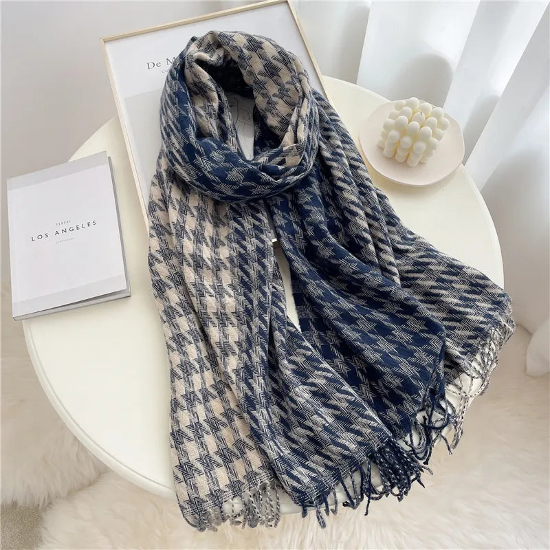 Checkered Cashmere Scarf for Women
