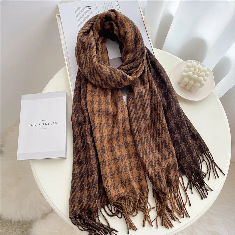 Checkered Cashmere Scarf for Women