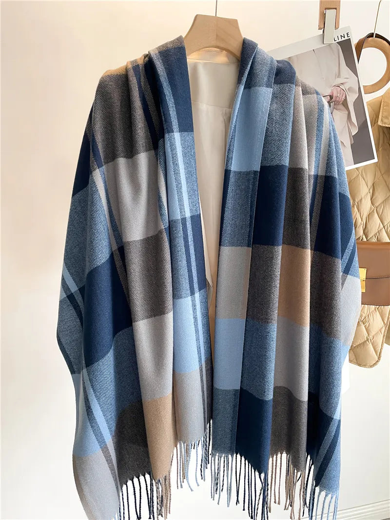 Checkered Cashmere Scarf for Women