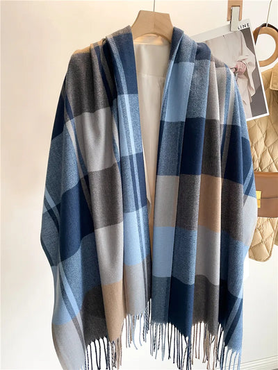 Checkered Cashmere Scarf for Women