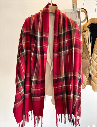 Checkered Cashmere Scarf for Women