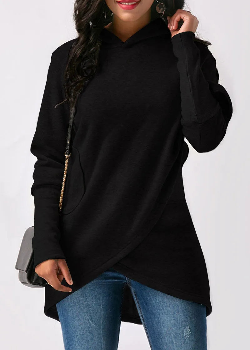 Asymmetrical Hoodie with Hem for Women