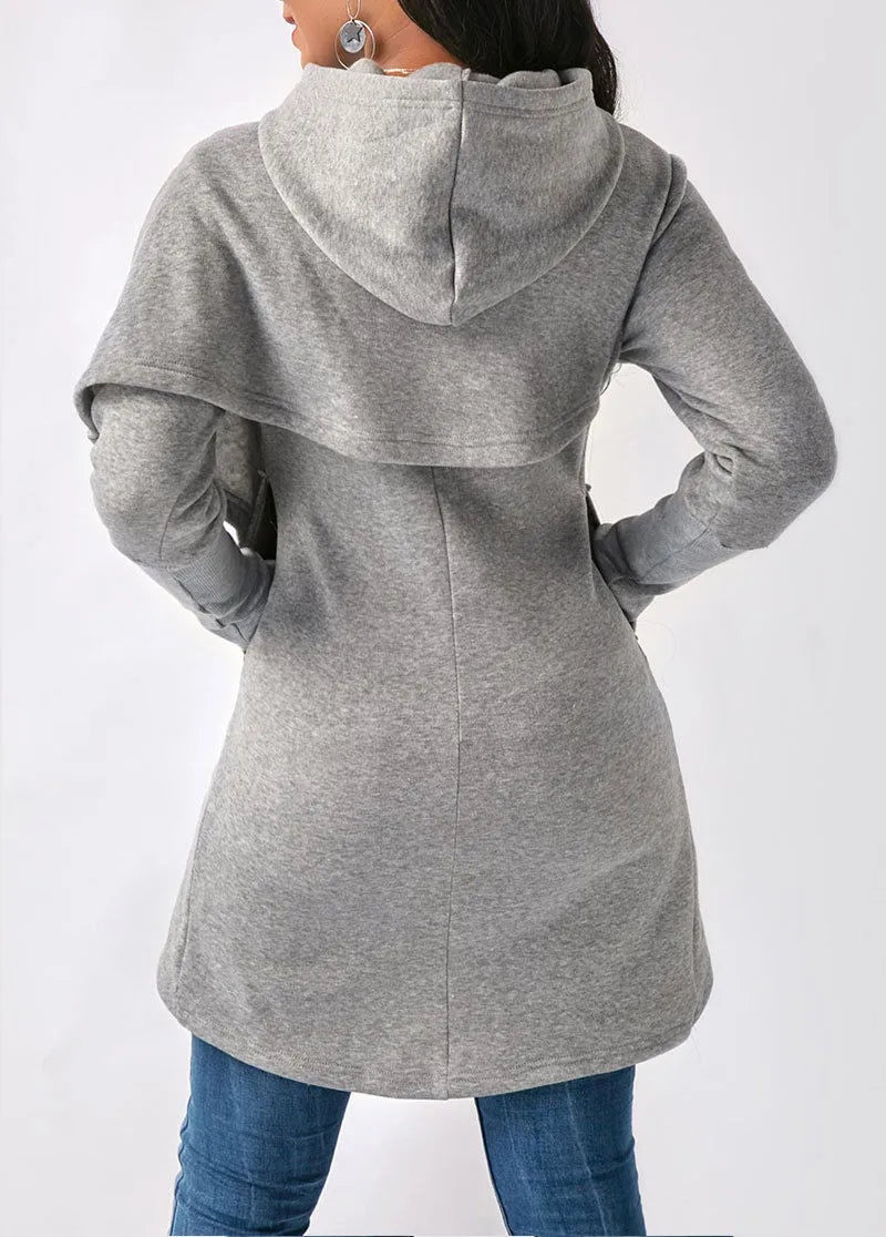 Asymmetrical Hoodie with Hem for Women