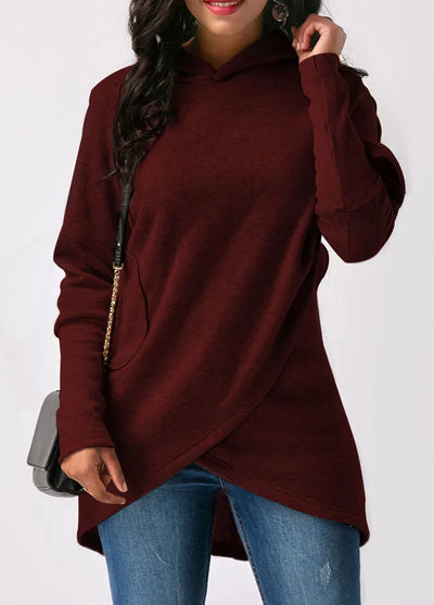 Asymmetrical Hoodie with Hem for Women