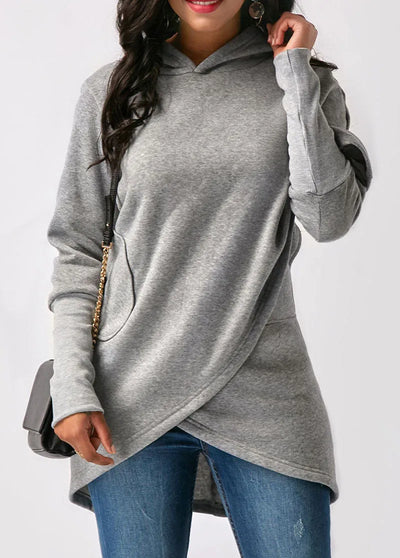 Asymmetrical Hoodie with Hem for Women