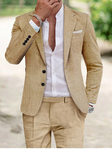 Linen Suit for Men with Two Buttons