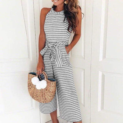 Bohemian Striped Sleeveless Jumpsuits for Women