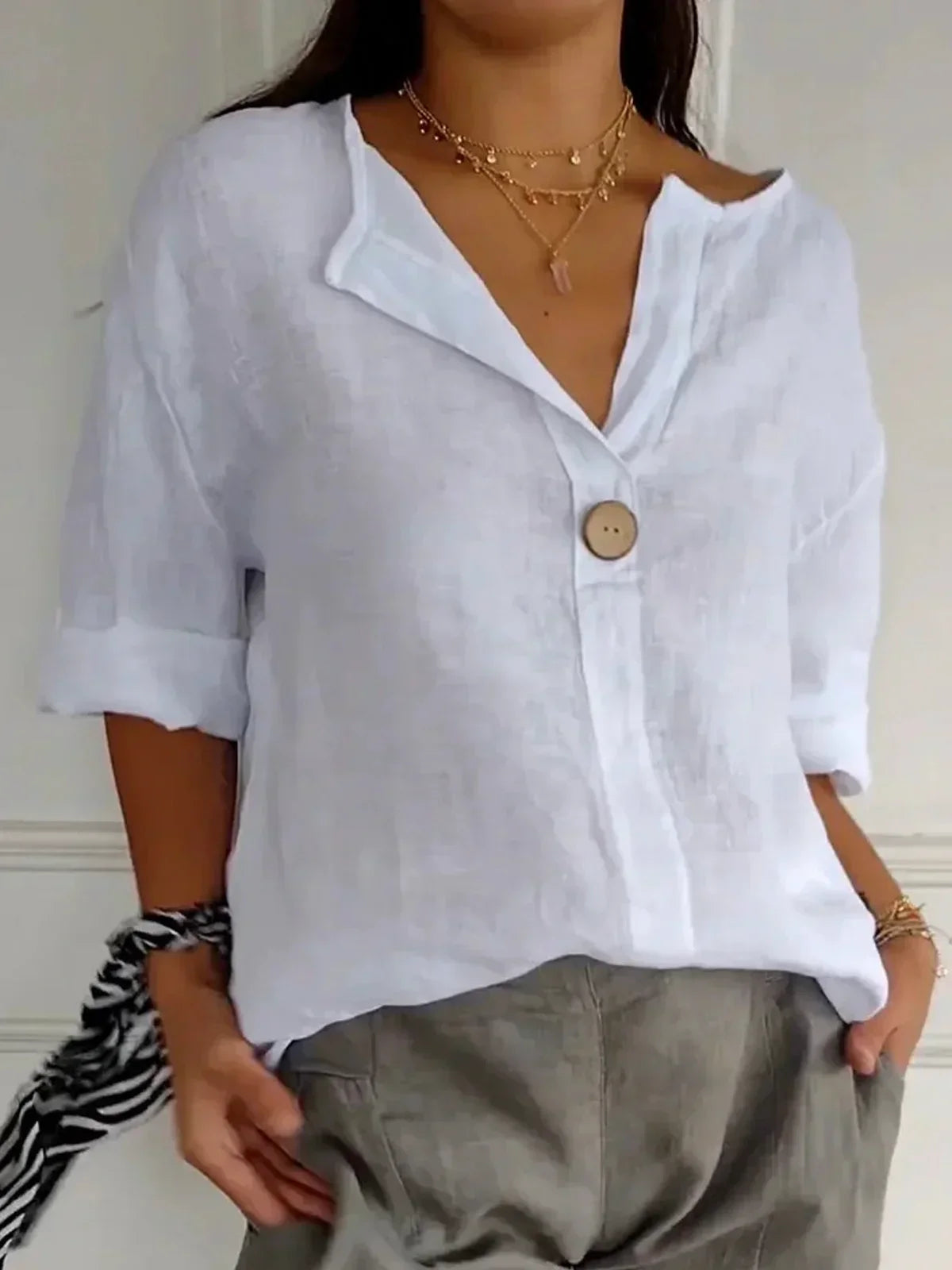 Casual V-Neck Blouse for Women