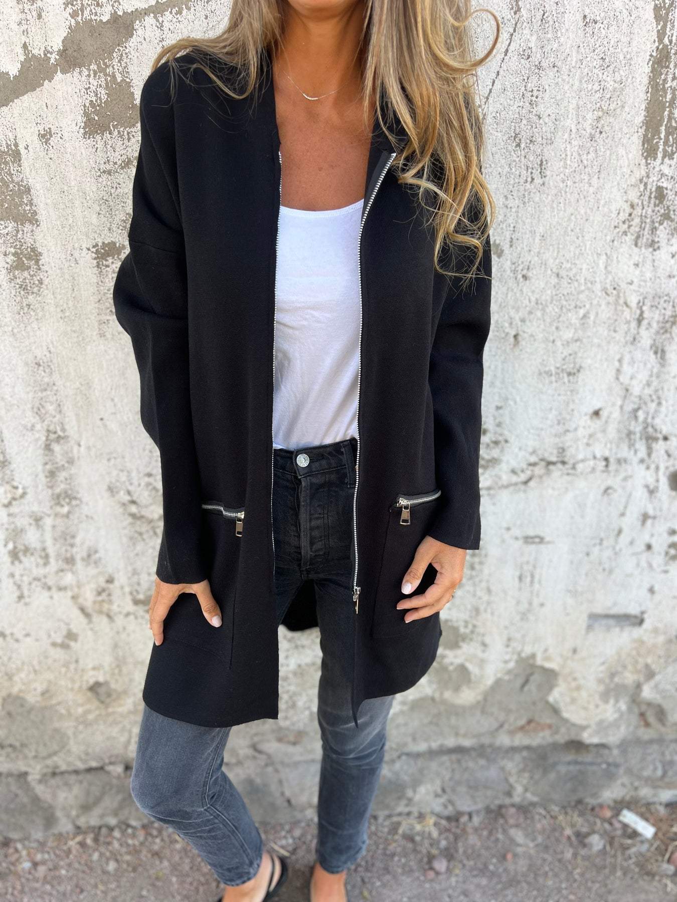 Casual Long Sleeve Jacket with Zip for Women