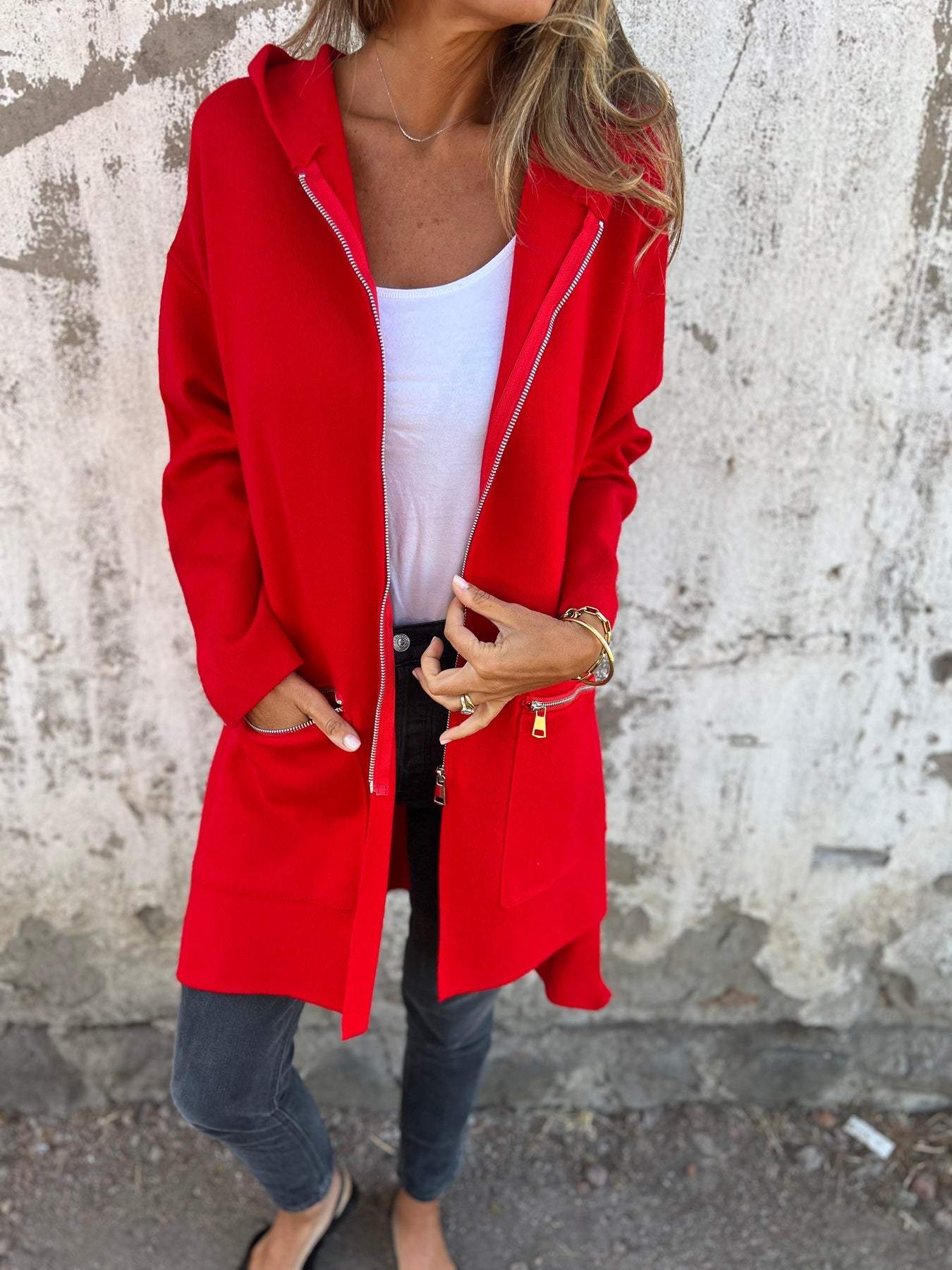 Casual Long Sleeve Jacket with Zip for Women