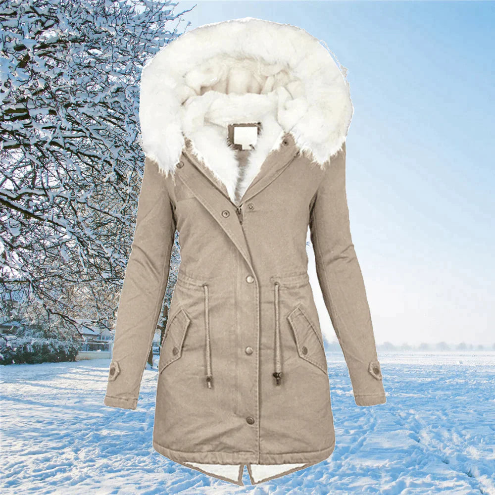 Winter Parka Jacket with Fur Hood for Women