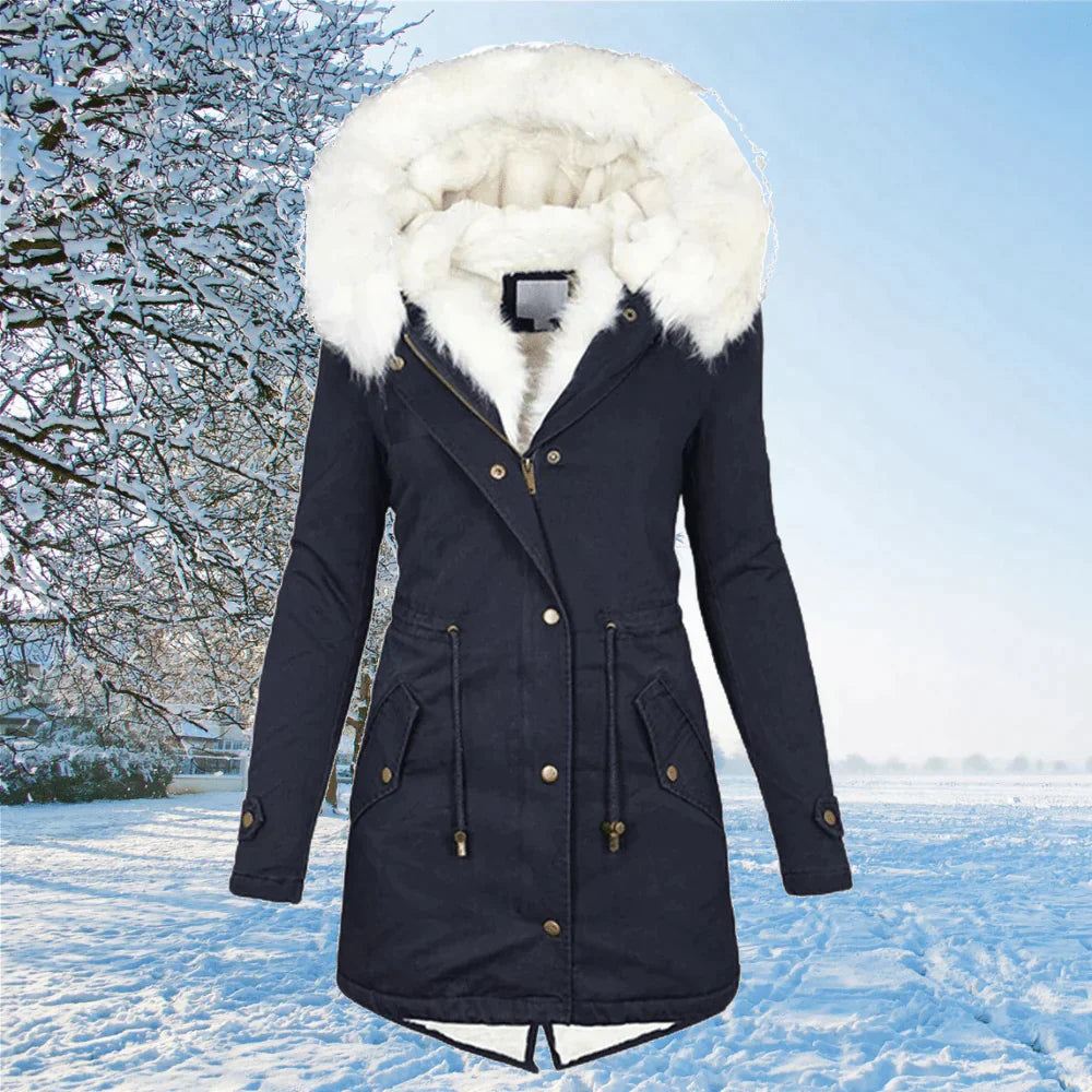 Winter Parka Jacket with Fur Hood for Women