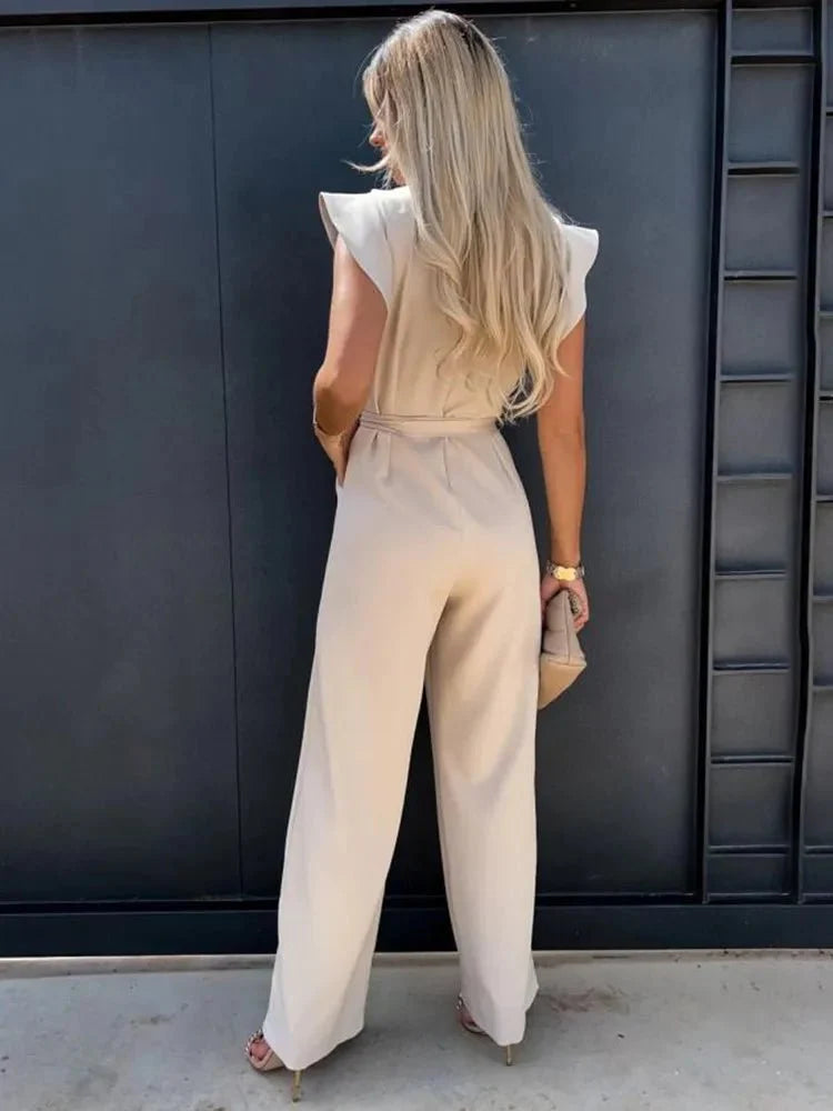 Elegant Jumpsuit with Ruffled Sleeves for Women