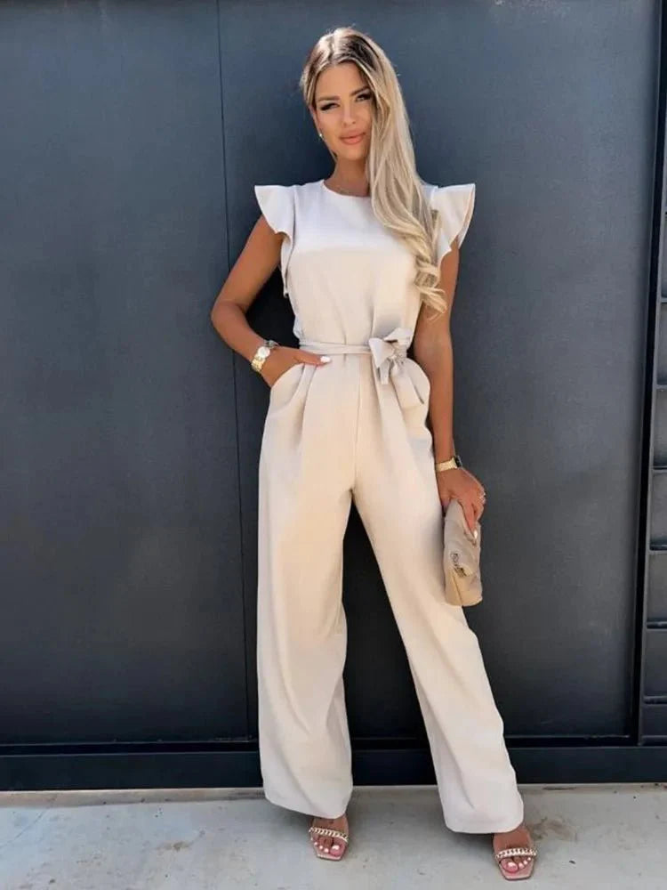 Elegant Jumpsuit with Ruffled Sleeves for Women