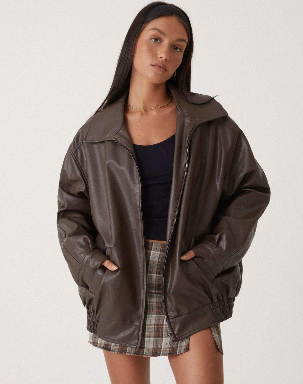 Oversized Leather Jacket for Women